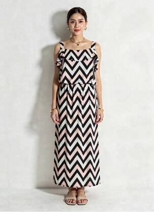 Rochie lungă țesătură crep fără mâneci negru MARBLE femeie