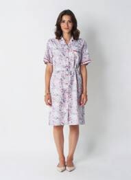 Rochie midi imprimeu fantezie mâneci scurte alb GUY DUBOUIS femme