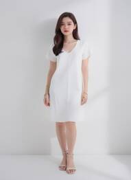 Rochie midi mâneci scurte mâneci scurte alb GALMALLA femme