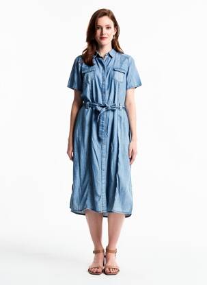 Rochie midi mâneci scurte mâneci scurte albastru BARBARA LEBEK femeie