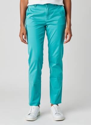 Pantalon chino țesătură poplin mărime normală albastru deschis HAPPY femeie