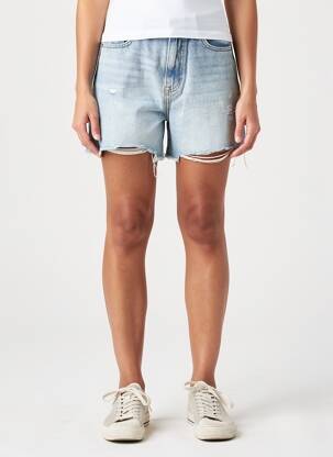 Șort țesătură denim talie înaltă albastru PIECES femeie