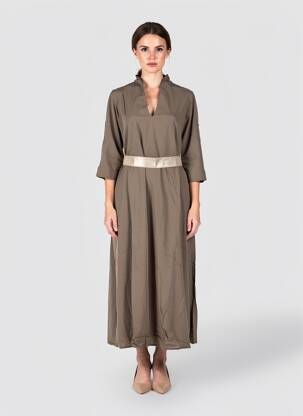 Rochie lungă croială cambrată mâneci 3/4 verde MOLLY BRACKEN femeie