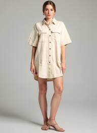 Rochie scurtă mâneci scurte mâneci scurte bej PIECES femeie