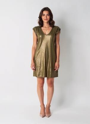 Rochie scurtă mâneci scurte mâneci scurte verde PIECES femeie