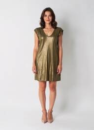 Rochie scurtă mâneci scurte mâneci scurte verde PIECES femeie