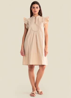 Rochie scurtă mâneci scurte mâneci scurte bej ONLY femeie