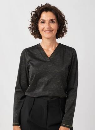 Top elasticitate mâneci lungi negru CHRISTINE LAURE femeie