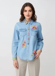 Cămașă croială dreaptă mâneci lungi albastru MOTHER femme