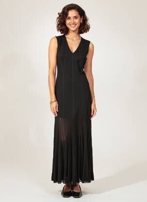 Rochie lungă fără mâneci fără mâneci negru PINXIT femeie