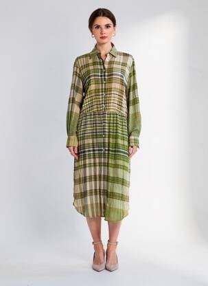 Rochie midi mâneci lungi mâneci lungi verde DIEGA femeie