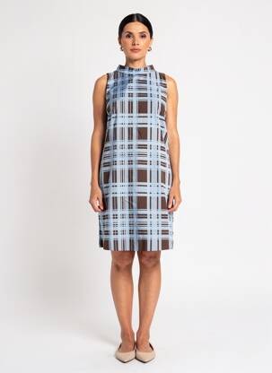 Rochie scurtă fără mâneci fără mâneci albastru NIU femeie