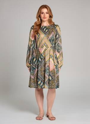 Rochie midi imprimeu floral mâneci lungi verde MOLLY BRACKEN femeie