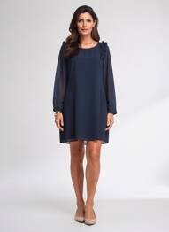 Rochie scurtă închidere cu fermoar la spate mâneci lungi albastru MOLLY BRACKEN femme