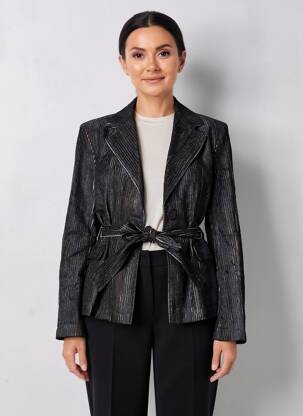 Jachete casual guler tip costum negru DIEGA femeie