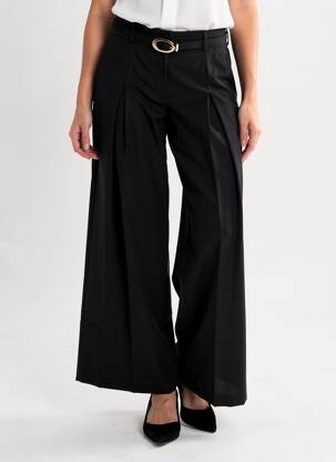 Pantalon larg țesătură poplin mărime normală negru IMPERIAL femeie