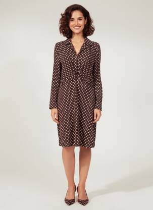 Rochie midi imprimeu fantezie mâneci lungi negru SURKANA femeie