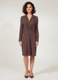 Rochie midi imprimeu fantezie mâneci lungi negru SURKANA femme