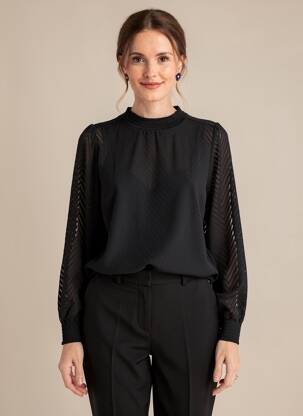 Bluză țesătură poplin mâneci lungi negru STREET ONE femeie