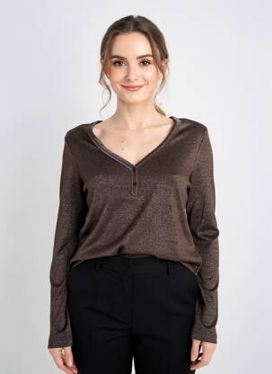 Top elasticitate mâneci lungi maro STREET ONE femeie