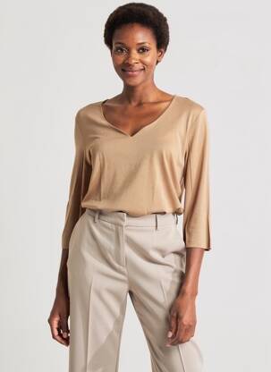 Tricou mâneci 3/4 mâneci 3/4 bej STREET ONE femeie