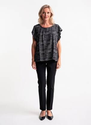 Tricou croială dreaptă mâneci scurte negru SHEEGO femeie