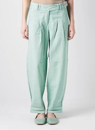 Pantalon drept închidere cu fermoar sub clapetă cu nasturi verde SHEEGO femeie