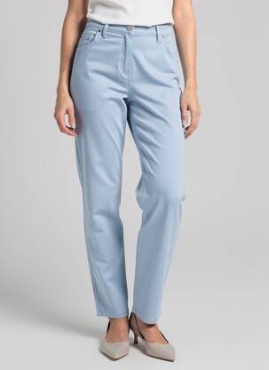 Pantalon slim țesătură poplin mărime normală albastru SHEEGO femeie