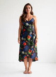 Rochie midi imprimeu floral bretele subțiri negru STRADIVARIUS femme