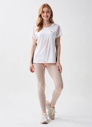 Tricou guler rotund mâneci scurte alb EVY femeie