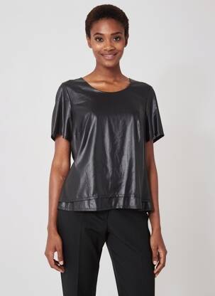 Top elasticitate mâneci scurte negru FRANCE RIVOIRE femeie