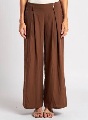 Pantalon larg croială fluidă talie înaltă maro TERRA DI SIENA femeie