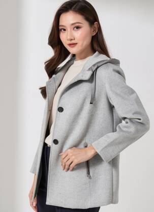 Jachete casual guler rotund gri BARBARA LEBEK femme