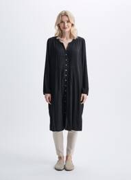 Rochie midi croială fluidă mâneci lungi negru ZHENZI femme