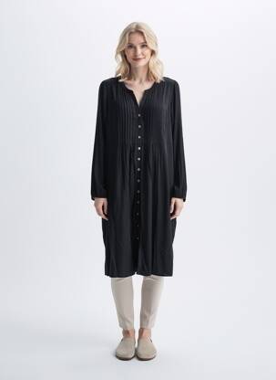 Rochie midi croială fluidă mâneci lungi negru ZHENZI femme