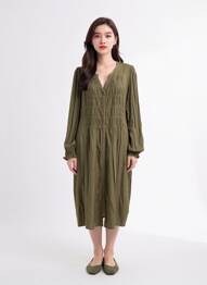 Rochie midi mâneci lungi mâneci lungi verde ZHENZI femme