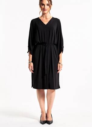 Rochie midi mâneci 3/4 mâneci 3/4 negru ZHENZI femeie