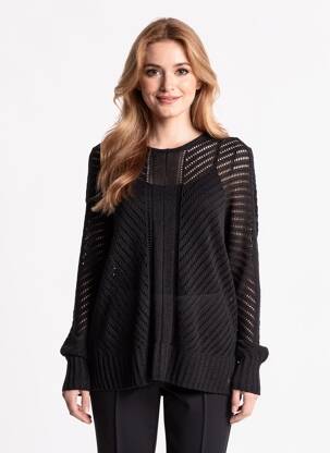 Pulover elasticitate mâneci lungi negru ZHENZI femeie