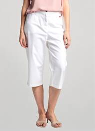 Pantalon trei sferturi croială dreaptă alb TONI femme