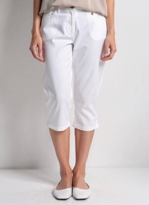 Pantalon trei sferturi buzunare alb TONI femeie