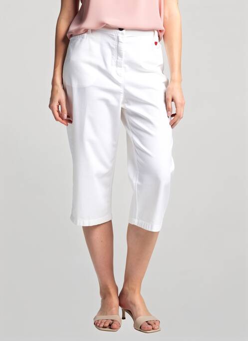 Pantalon trei sferturi croială dreaptă alb TONI femme