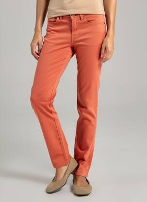 Pantalon slim țesătură poplin mărime normală portocalie WALTRON femeie