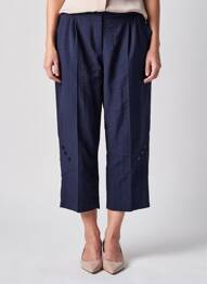 Pantalon trei sferturi talie elastică mărime normală albastru GEVANA femme