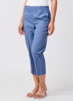Pantalon trei sferturi talie elastică mărime normală albastru deschis GEVANA femeie