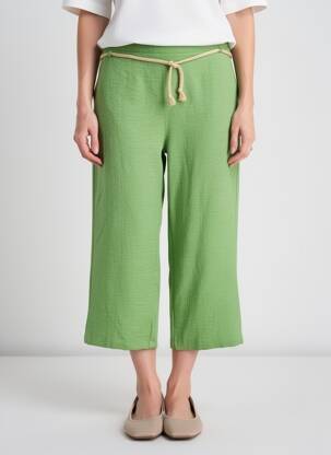Pantalon trei sferturi croială dreaptă mărime normală verde LOURDES CASTILLO femeie