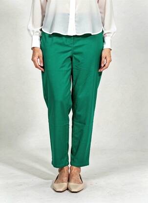 Pantalon slim țesătură poplin mărime normală verde FRANCE RIVOIRE femeie
