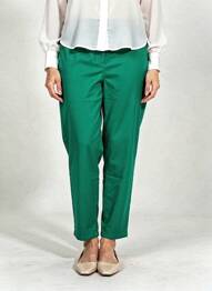 Pantalon slim țesătură poplin mărime normală verde FRANCE RIVOIRE femme