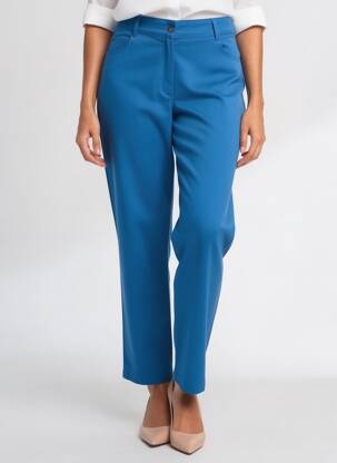 Pantalon slim țesătură poplin mărime normală albastru FRANCE RIVOIRE femeie