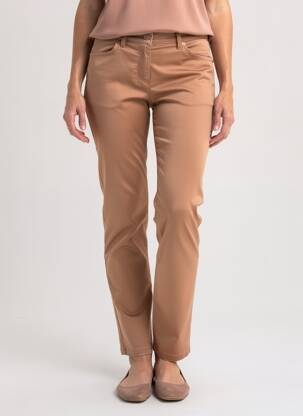 Pantalon slim țesătură poplin mărime normală maro TONI femeie