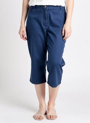 Pantalon trei sferturi croială dreaptă albastru DIANE LAURY femeie